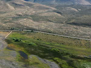 Aerial view featuring a mountain view