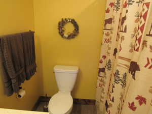 Bathroom featuring hardwood / wood-style floors and toilet