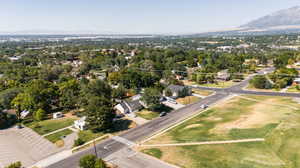 Drone / aerial view with a mountain view