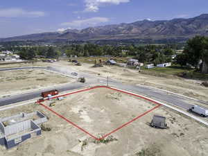 Aerial view featuring a mountain view