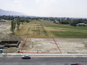 Aerial view featuring a mountain view