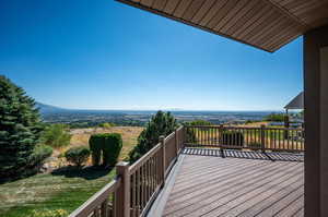 Wooden terrace with a yard