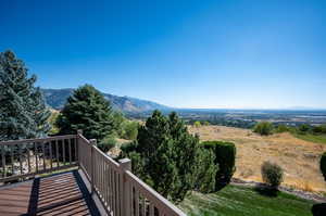 Deck featuring a mountain view