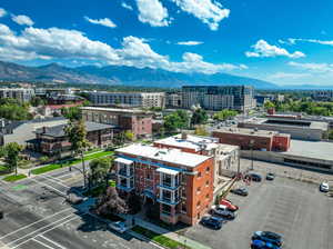 Drone / aerial view with a mountain view