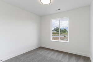 Empty room with a healthy amount of sunlight and carpet floors