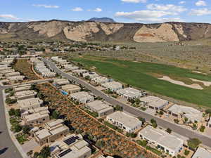 Drone / aerial view with a mountain view