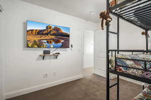 Bedroom with carpet flooring