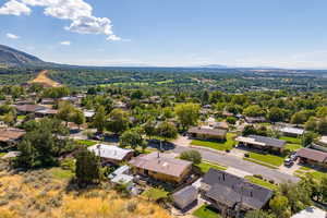 Aerial view featuring a mountain view