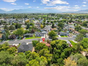 Aerial view featuring a mountain view