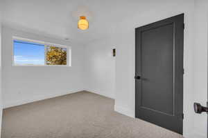 Unfurnished room featuring carpet