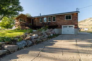 View of front of home with a garage