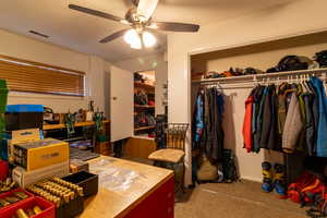 Bedroom with storage closet