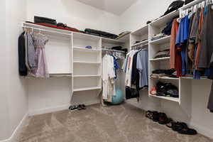 Walk in closet featuring carpet floors