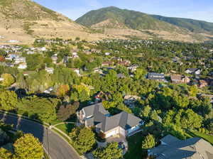 Aerial view with a mountain view