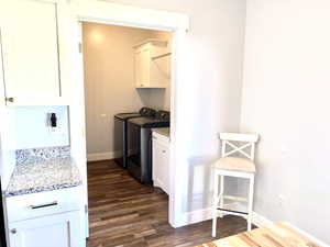 Laundry room off the kitchen, on the main floor.