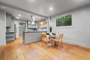 Dining room with light wood-type flooring