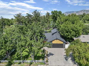 Drone / aerial view with a mountain view