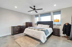 Bedroom featuring ceiling fan