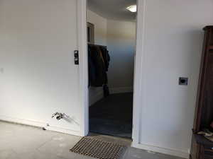 View of mudroom, plumbed for sink.