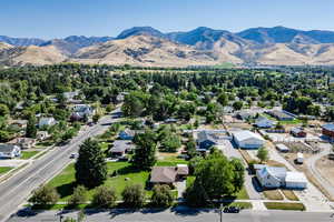 Drone / aerial view with a mountain view