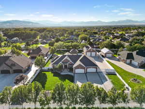 Aerial view featuring a mountain view