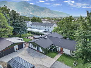 Aerial view featuring a mountain view