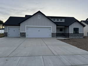 View of front of home with a garage