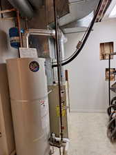 Utility room featuring gas water heater