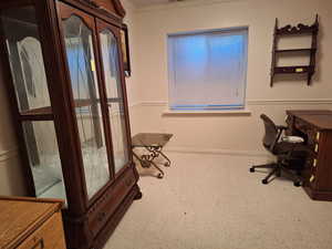 Home office with crown molding