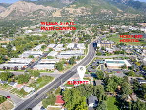 Drone / aerial view with a mountain view