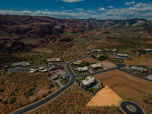 Drone / aerial view with a mountain view