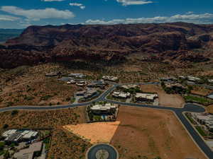 Drone / aerial view featuring a mountain view