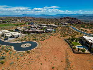 Birds eye view of property with a mountain view