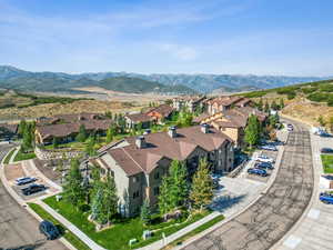 Aerial view featuring a mountain view