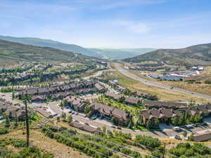 Drone / aerial view featuring a mountain view