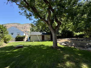 View of yard featuring a mountain view