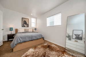 Bedroom with carpet floors