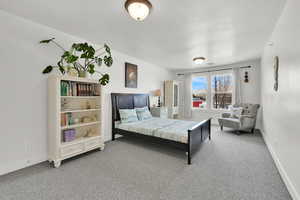 Bedroom with carpet floors