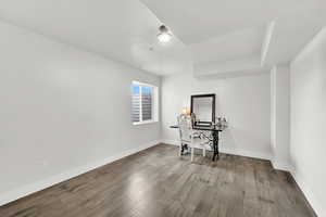 Office area featuring hardwood / wood-style flooring