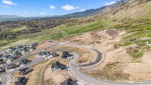 Drone / aerial view featuring a residential view and a mountain view