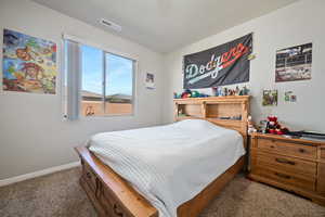 Bedroom with carpet floors