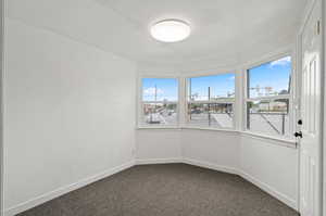 Carpeted empty room featuring a wealth of natural light