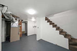 Basement with heating unit