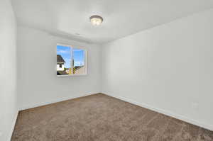 Unfurnished room with carpet floors and a textured ceiling