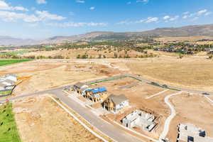 Drone / aerial view featuring a mountain view