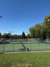 View of tennis courts