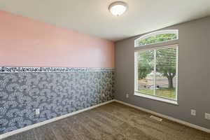 View of carpeted spare room