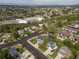 Aerial view featuring a mountain view