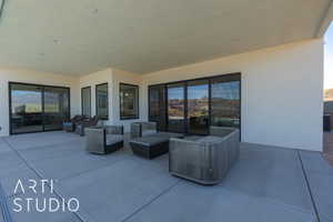 View of patio with outdoor lounge area