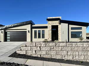 Contemporary home with a garage